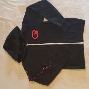 CYCLEBAR. Black w Red. Zippered Hoodie. Unisex size Small.(Missing draw string.)
